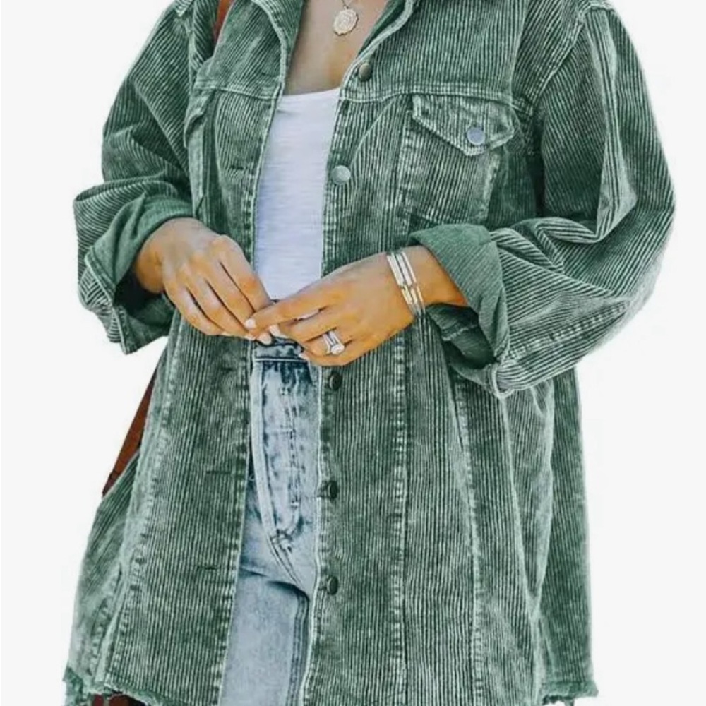 Women’s POL CORDUROY SHACKET MINERAL WASHED- M NEW - Picture 3 of 3